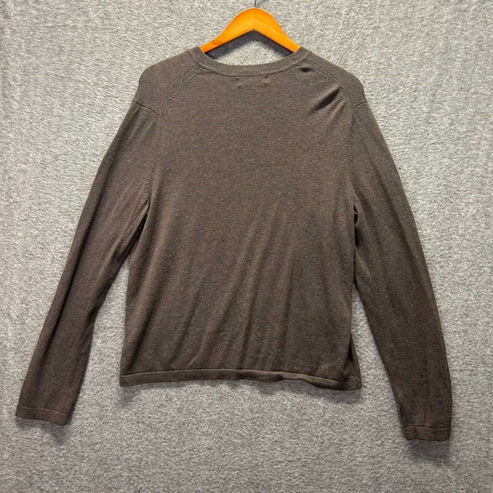 Banana Republic Mens V‎ Neck Sweater Dark Brown Silk Cashmere Size L